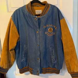 Arizona Jean Company Denim and Mustard Varsity Jacket